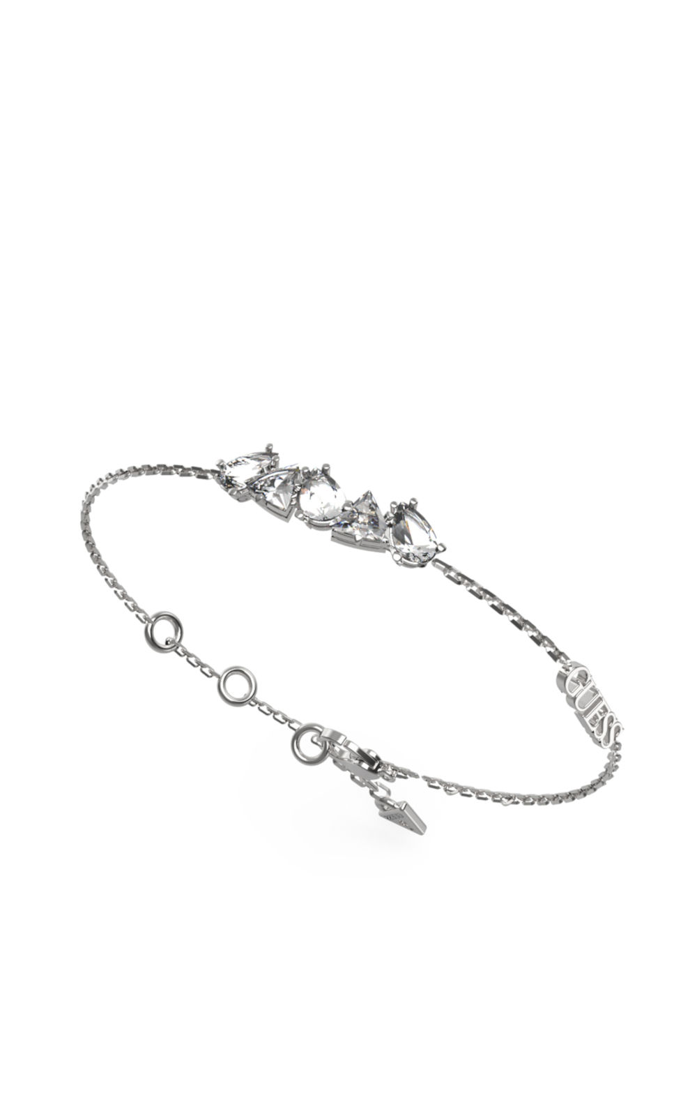 GUESS STEEL WONDERLIGHTS JUBB04405JWRHL Βραχιόλι Ασημένιο Με Πέτρες Και Λογότυπο