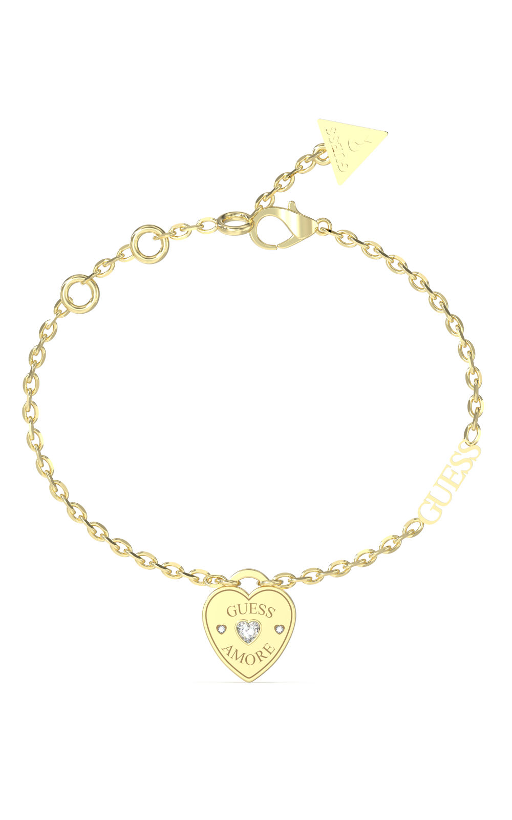 GUESS STEEL GUESS AMORE JUBB05057JWYGL Βραχιόλι Χρυσό Με Καρδιά Και Λογότυπο