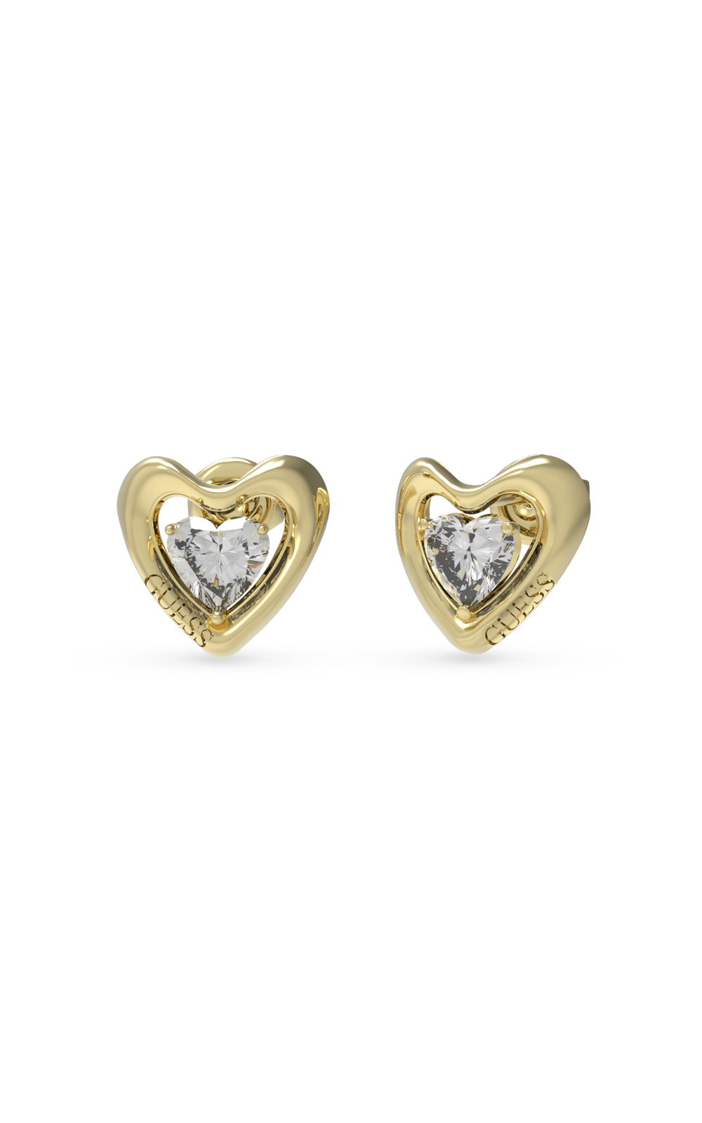 GUESS STEEL BELOVED JUBE05024JWYGT/U Σκουλαρίκια Χρυσές Καρδιές Με Πέτρα