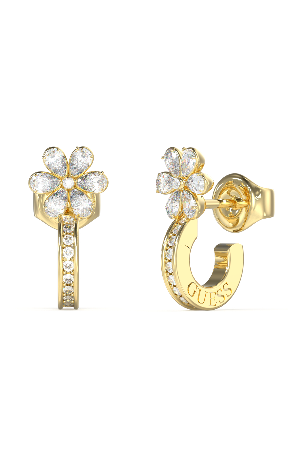 GUESS STEEL LILY JUBE05114JWYGT/U Σκουλαρίκια Χρυσές Πεταλούδες Με Πέτρες