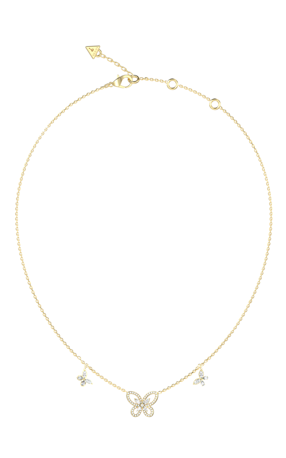 GUESS STEEL LILY JUBN05112JWYGT/U Κολιέ Χρυσό Με Πεταλούδα Με Πέτρες