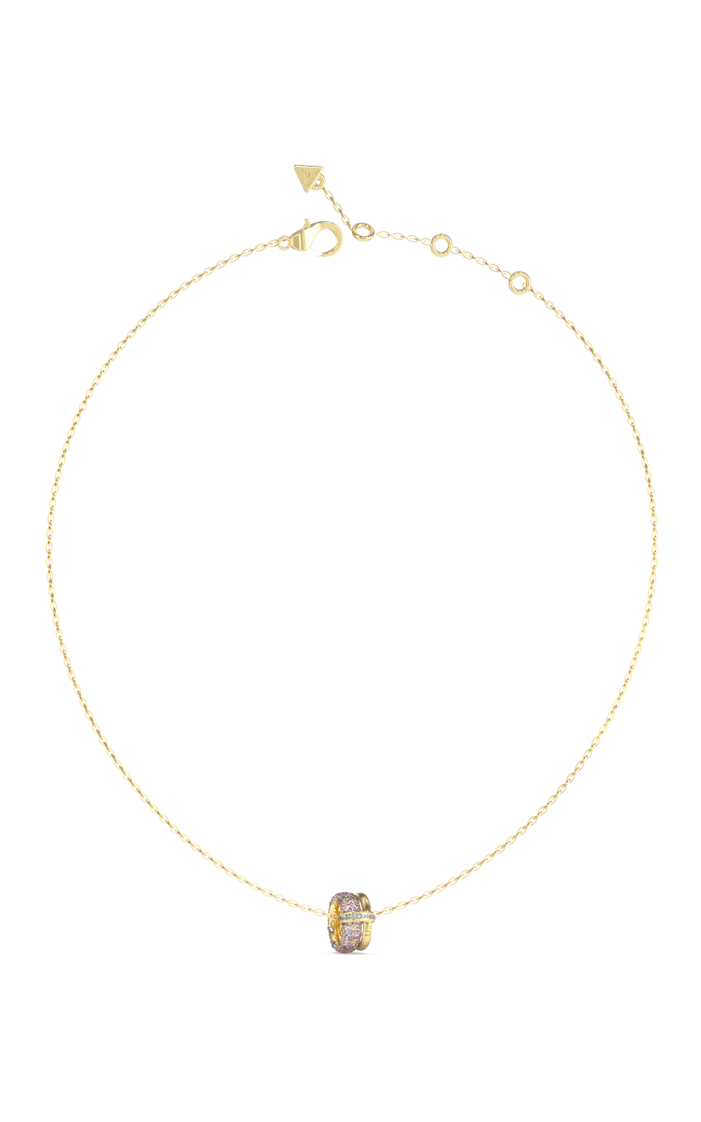 GUESS STEEL FABULOUS ME JUBN05195JWYGLRT/U Κολιέ Χρυσό Με Σχέδιο Με Ροζ Πέτρες