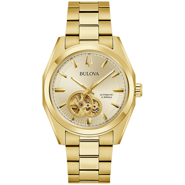 Bulova Surveyor Γυναικείο Ρολόι 39mm Αυτόματο με Χρυσό Μεταλλικό Μπρασελέ