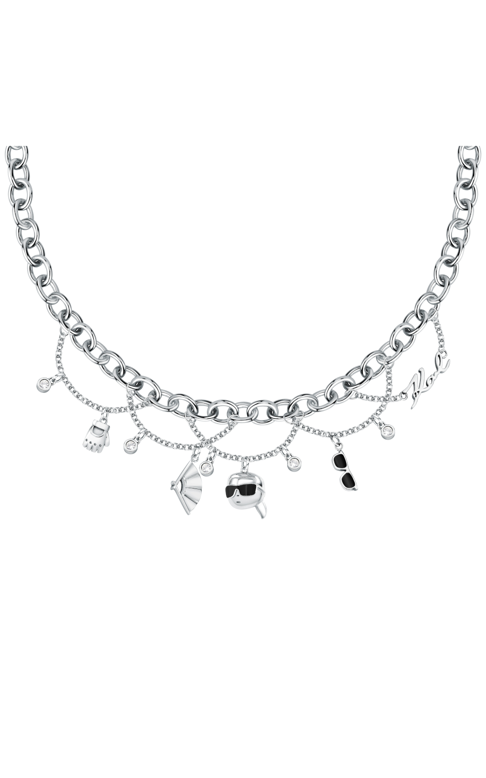 KARL LAGERFELD CHARMS KLAYD02 Γυναικείο Κολιέ Ασημένιο Με Κρεμαστά Σχέδια
