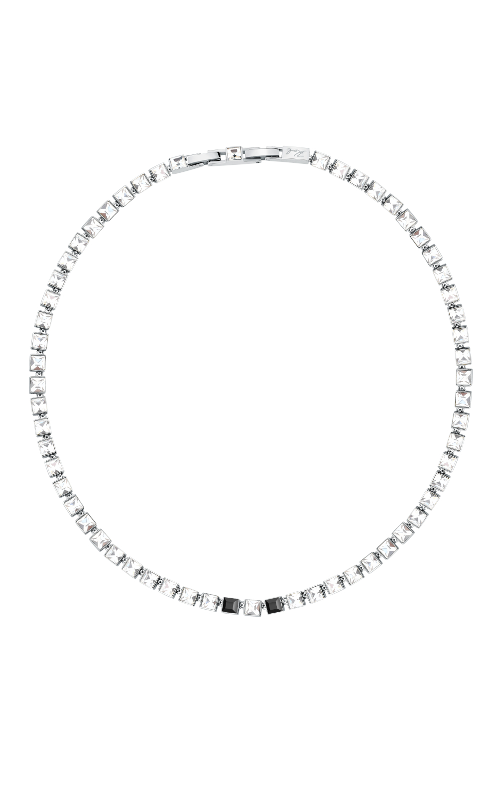 KARL LAGERFELD CRYSTALS KLAYC06 Γυναικείο Κολιέ Ασημένιο Με Άσπρες Και Μαύρες Πέτρες