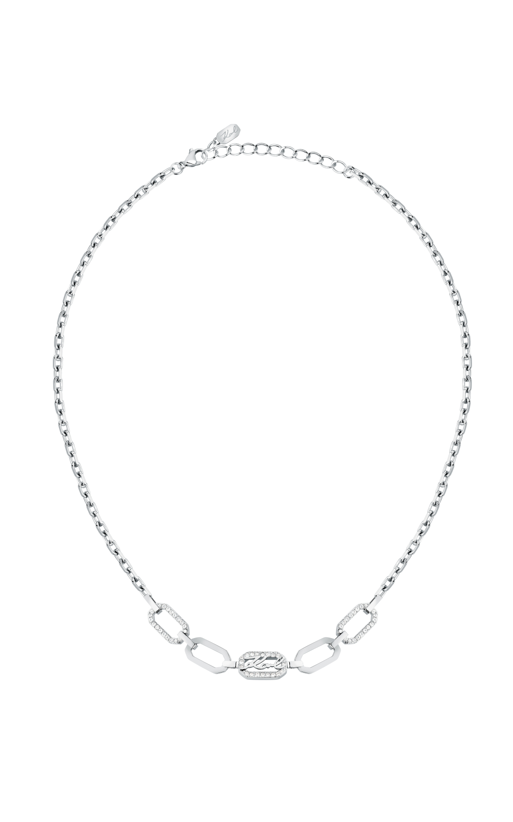 KARL LAGERFELD CRYSTALS KLAYC14 Γυναικείο Κολιέ Ασημένιο Με Σχέδιο Με Λογότυπο