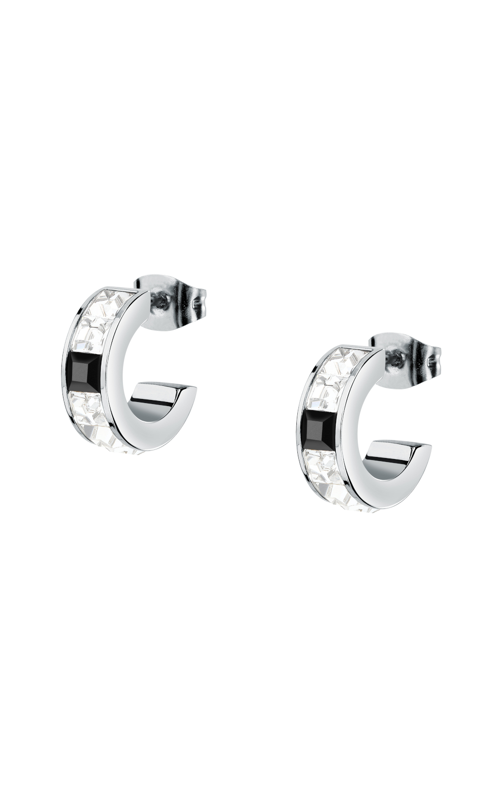 KARL LAGERFELD CRYSTALS KLAYC38 Γυναικεία Σκουλαρίκια Ασημένια Με Άσπρες Και Μαύρες Πέτρες