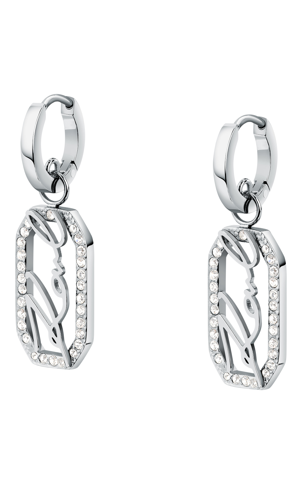 KARL LAGERFELD CRYSTALS KLAYC46 Γυναικεία Σκουλαρίκια Ασημένια Με Λογότυπο Και Πέτρες