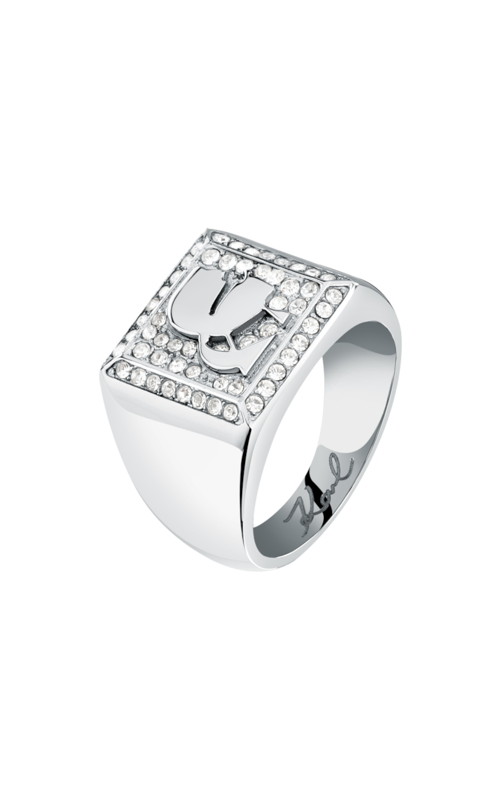 KARL LAGERFELD CHARMS KLAYD280-No.14 Γυναικείο Δαχτυλίδι Ασημένιο Με Λογότυπο Με Πέτρες