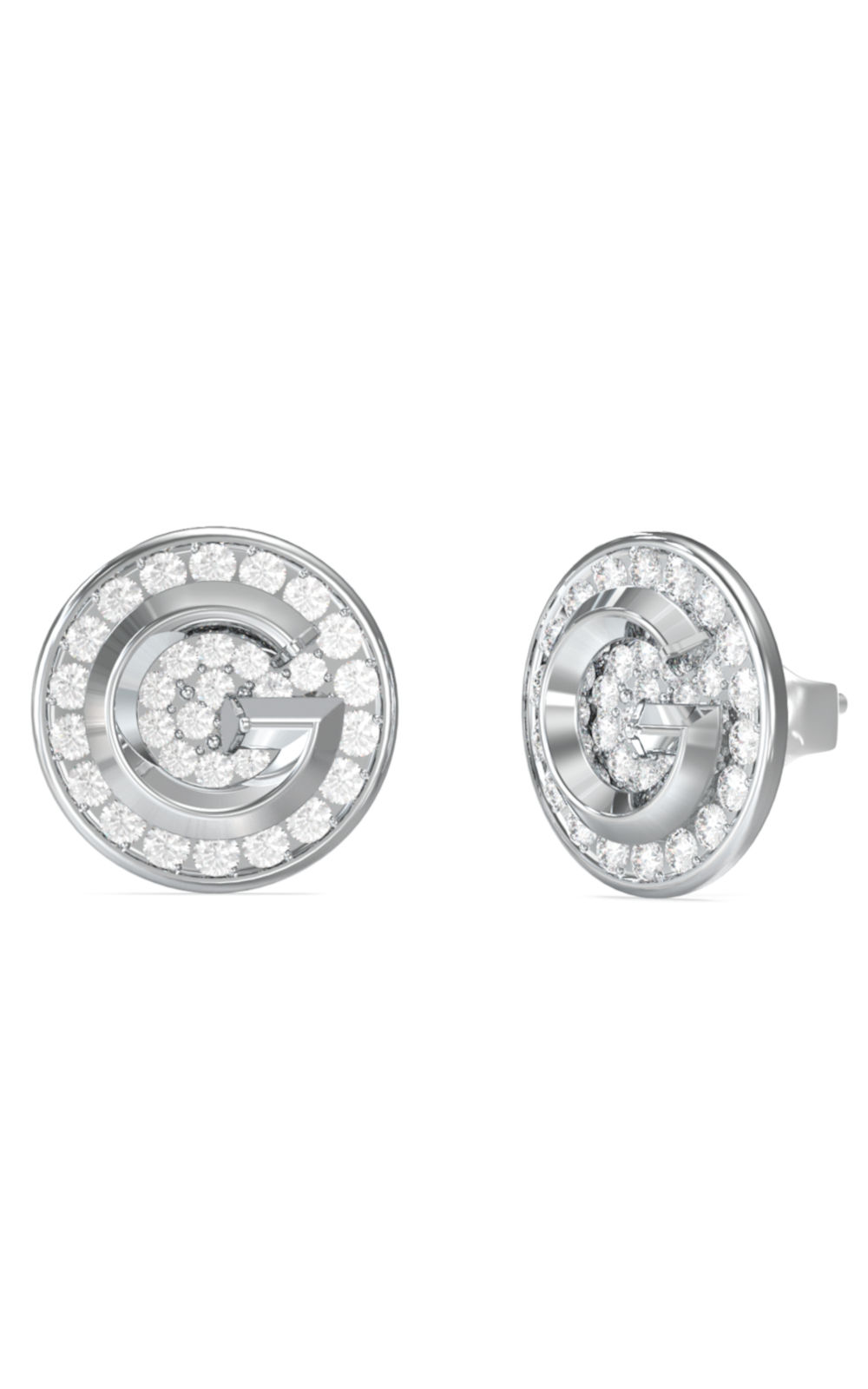GUESS STEEL G CRYSTAL JUBE05448JWRHT/U Σκουλαρίκια Ασημένια Με Πέτρες Και Λογότυπο