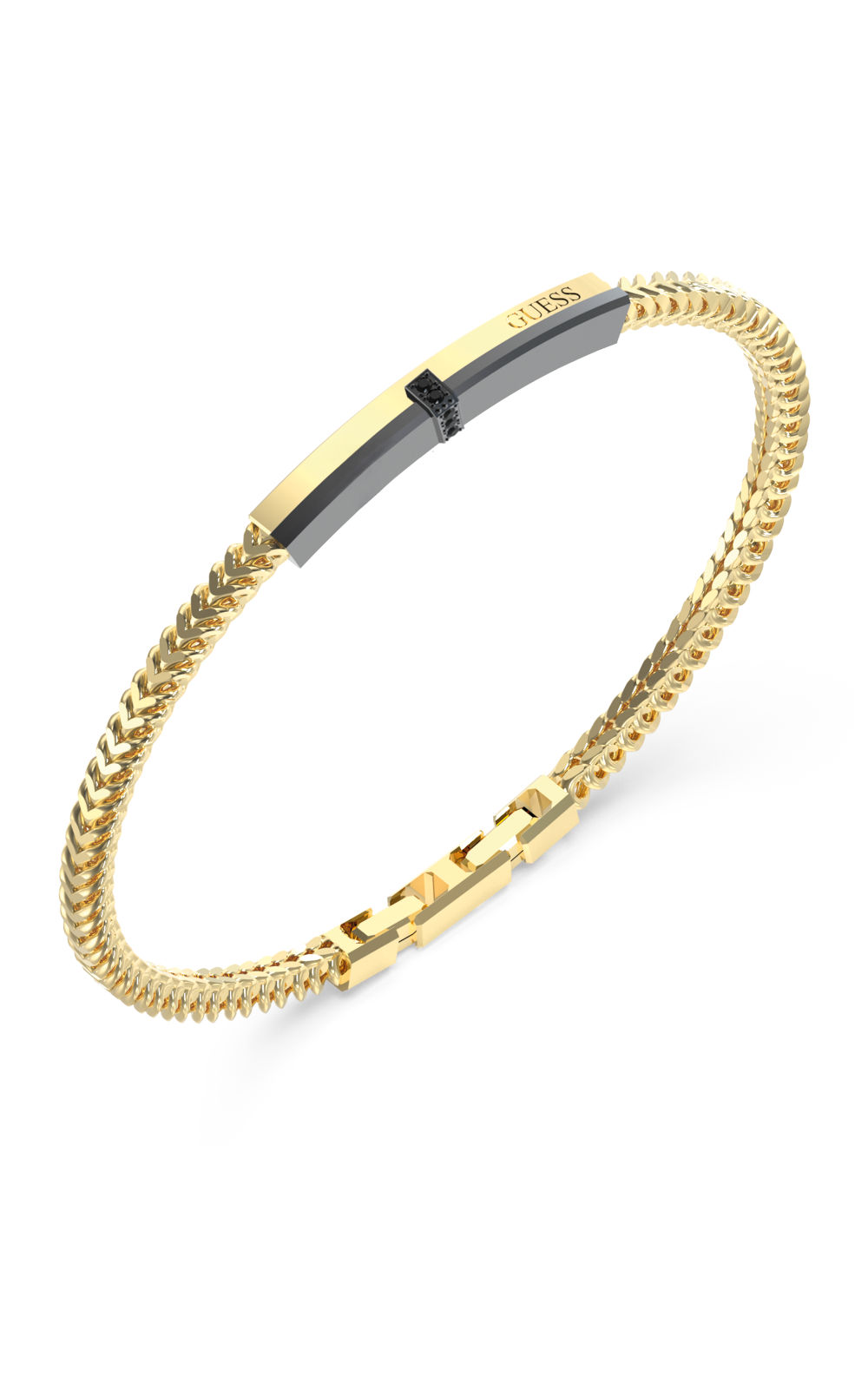 GUESS STEEL GUESS NOIR JUMB05105JWYGL Βραχιόλι Χρυσό Με Λογότυπο