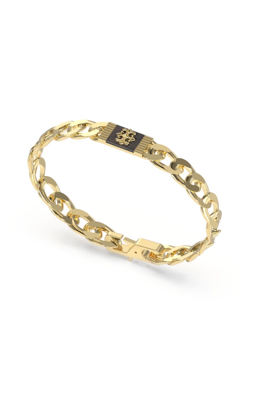 GUESS STEEL REBEL MOON JUMB05070JWYGBKL Βραχιόλι Χρυσό Με Μαύρο Σχέδιο