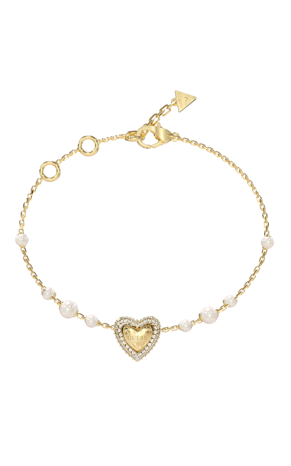 GUESS STEEL BELOVED JUBB06009JWYGL Βραχιόλι Χρυσό Με Καρδιά Με Πέρλες