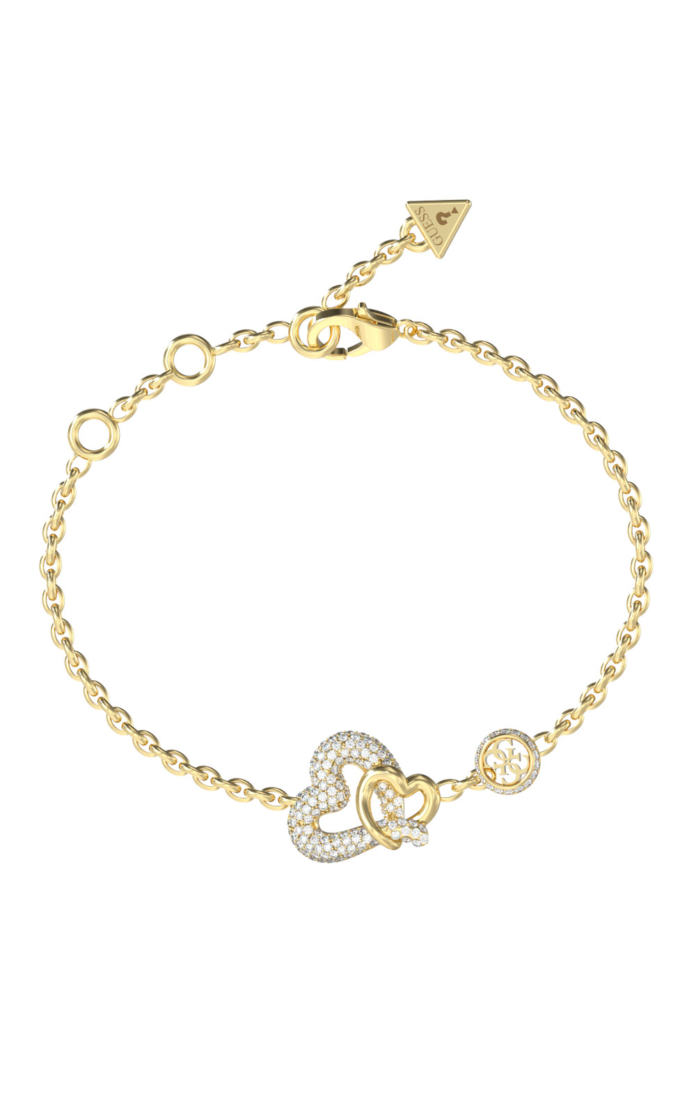 GUESS STEEL LOVE BITES JUBB06052JWYGL Βραχιόλι Χρυσό Με Καρδιές Και Λογότυπο