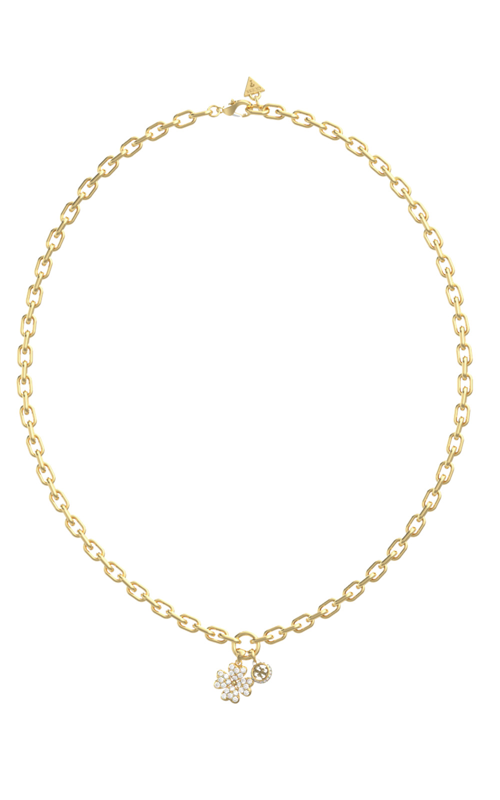 GUESS STEEL LOVE BITES JUBN06043JWYGT/U Κολιέ Χρυσό Με Τυχερό Τσάρμ Με Πέτρες