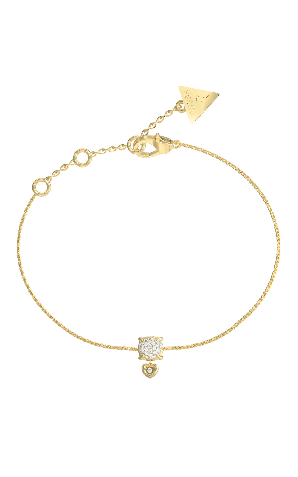 GUESS STEEL L.O.V.E. JUBB05469JWYGL Βραχιόλι Χρυσό Με Καρδιά Με Πέτρες