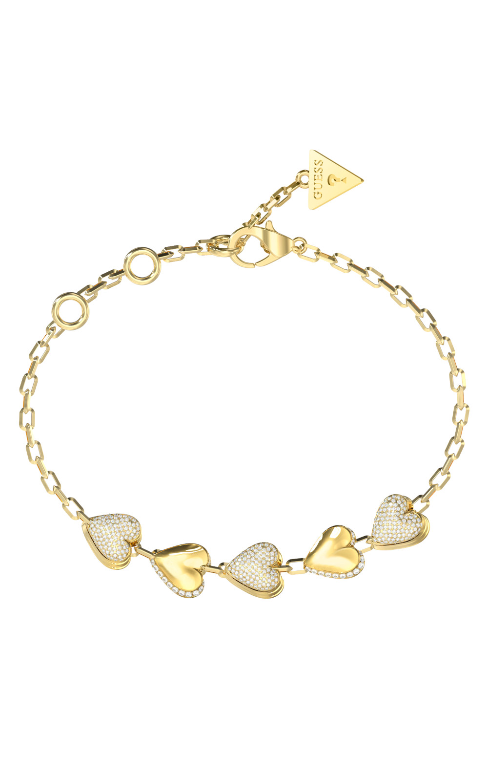 GUESS STEEL BY YOUR SIDE JUBB06071JWYGL Βραχιόλι Χρυσό Με Καρδιές