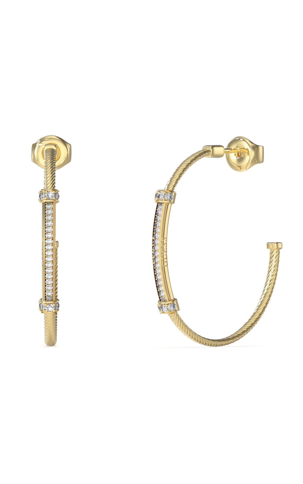 GUESS STEEL KALYBE JUBE05397JWYGT/U Κρίκοι Χρυσοί Με Πέτρες