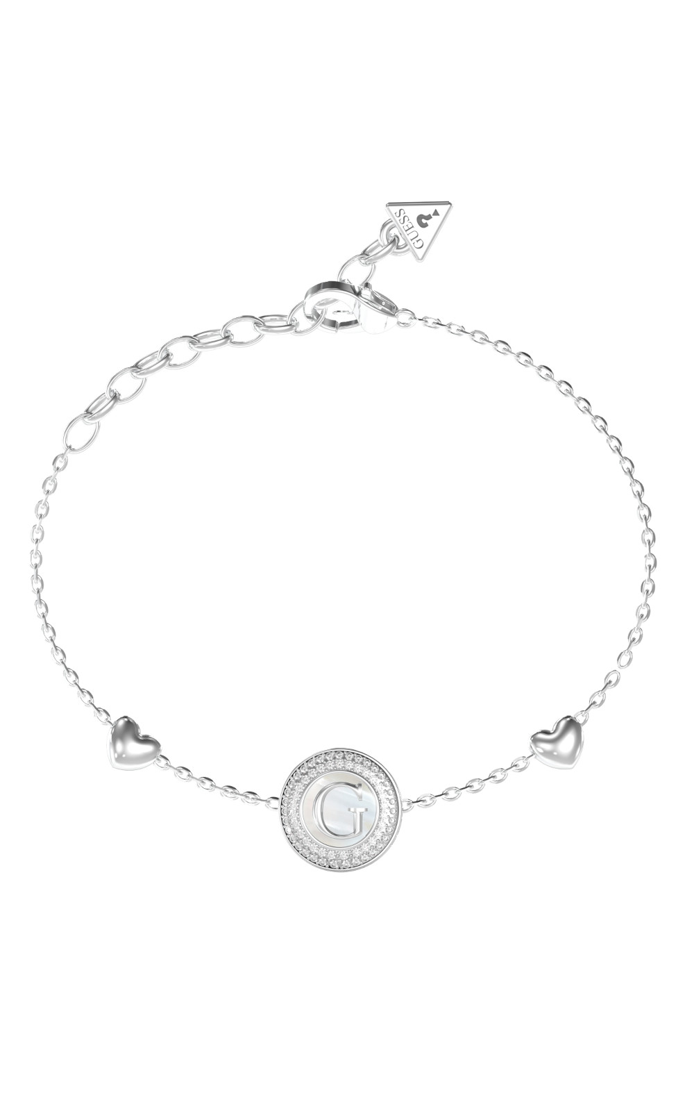 GUESS STEEL G TALISMAN JUBB06208JWRHL Βραχιόλι Ασημένιο Με Καρδιές Και Λογότυπο Με Πέτρες