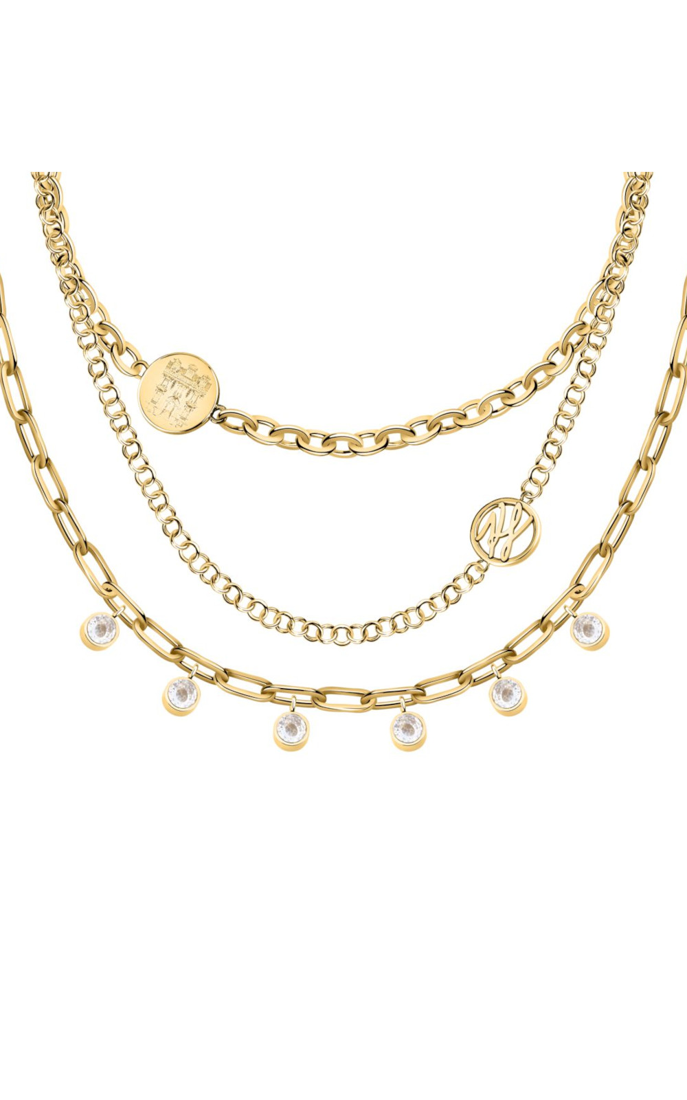 KARL LAGERFELD ILLUME KLBJX01 Γυναικείο Κολιέ Χρυσό Με Τριπλή Αλυσίδα