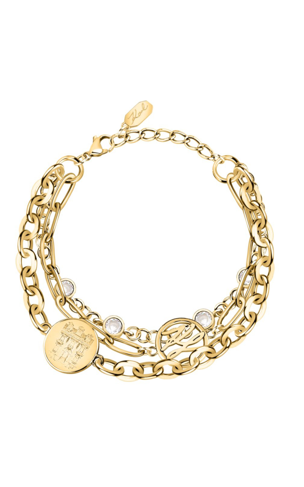 KARL LAGERFELD ILLUME KLBJX10 Γυναικείο Βραχιόλι Με Τριπλή Αλυσίδα Με Πέτρες Και Λογότυπο