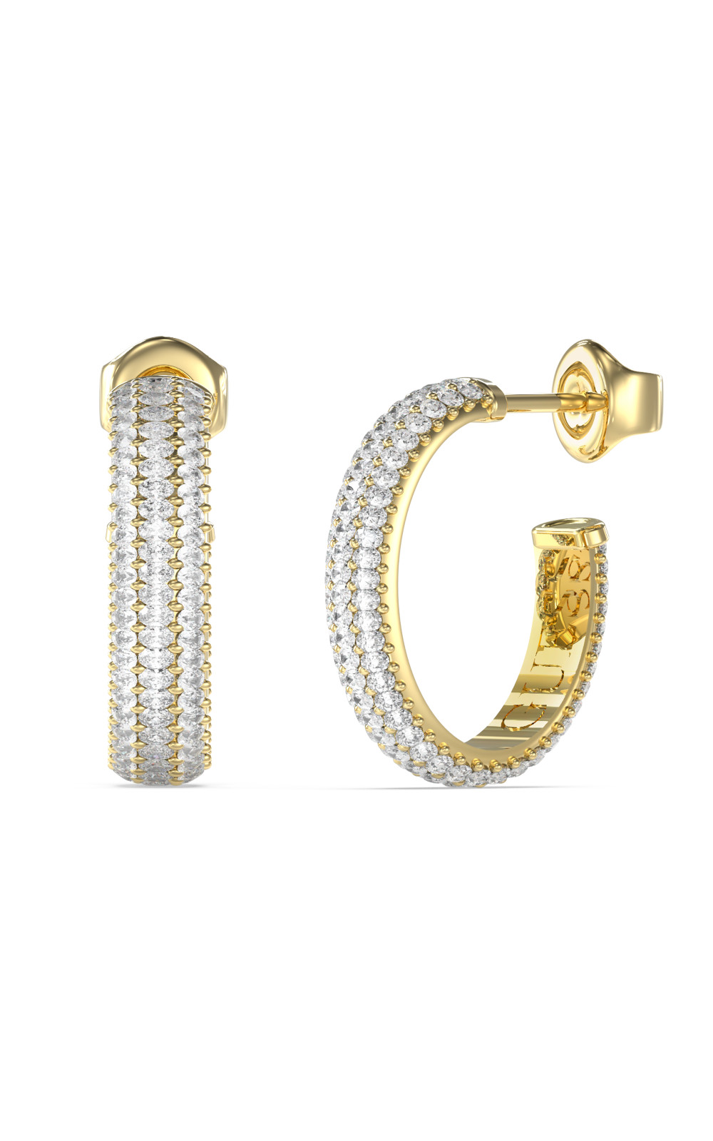 GUESS STEEL BELOVED JUBE06006JWYGT/U Σκουλαρίκια Χρυσά Με Καρδιές Με Κρεμαστές Πέρλες