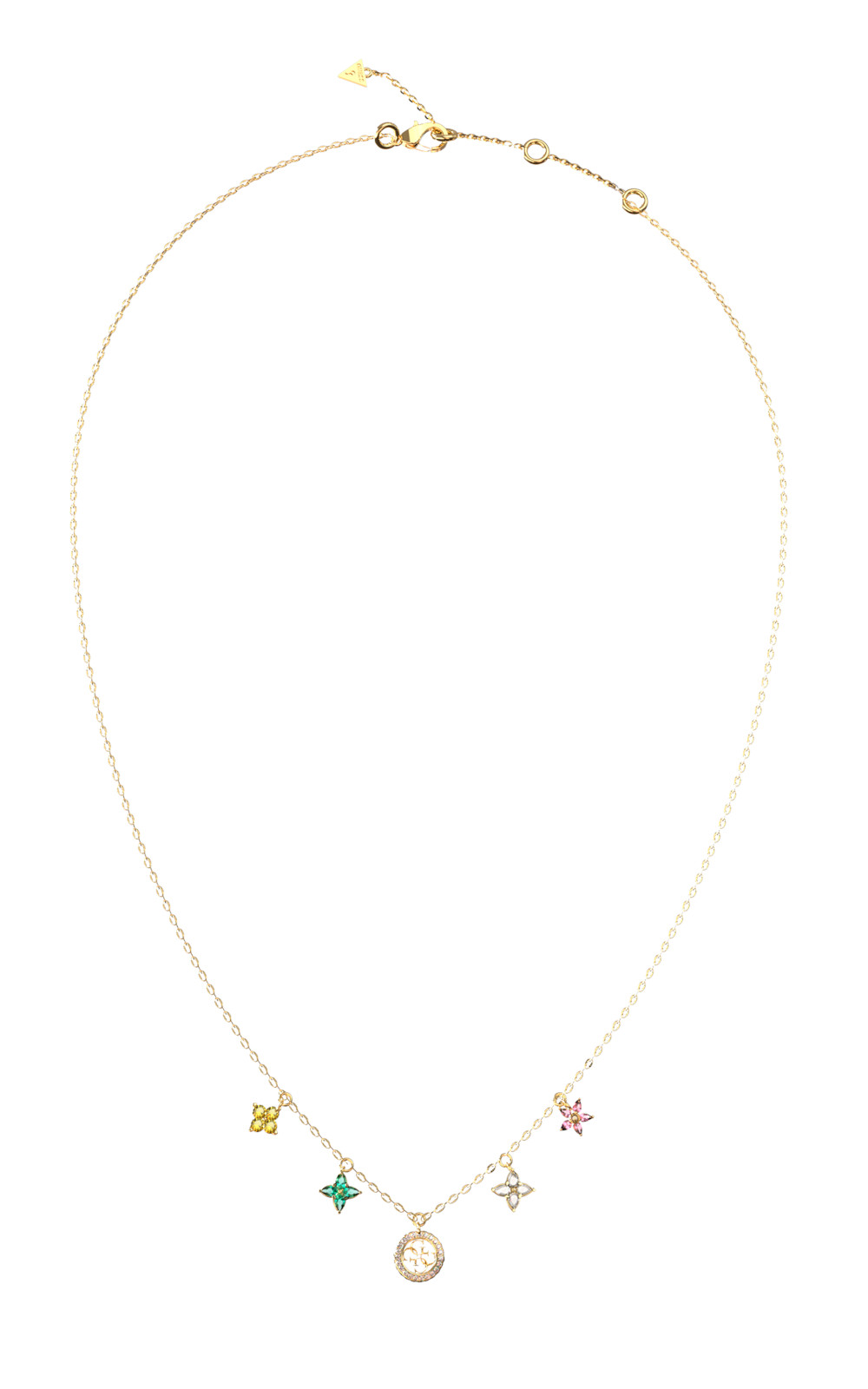 GUESS STEEL SECRET GARDEN JUBN06032JWYGMCT/U Κολιέ Χρυσό Με Πολύχρωμα Λουλούδια Και Λογότυπο