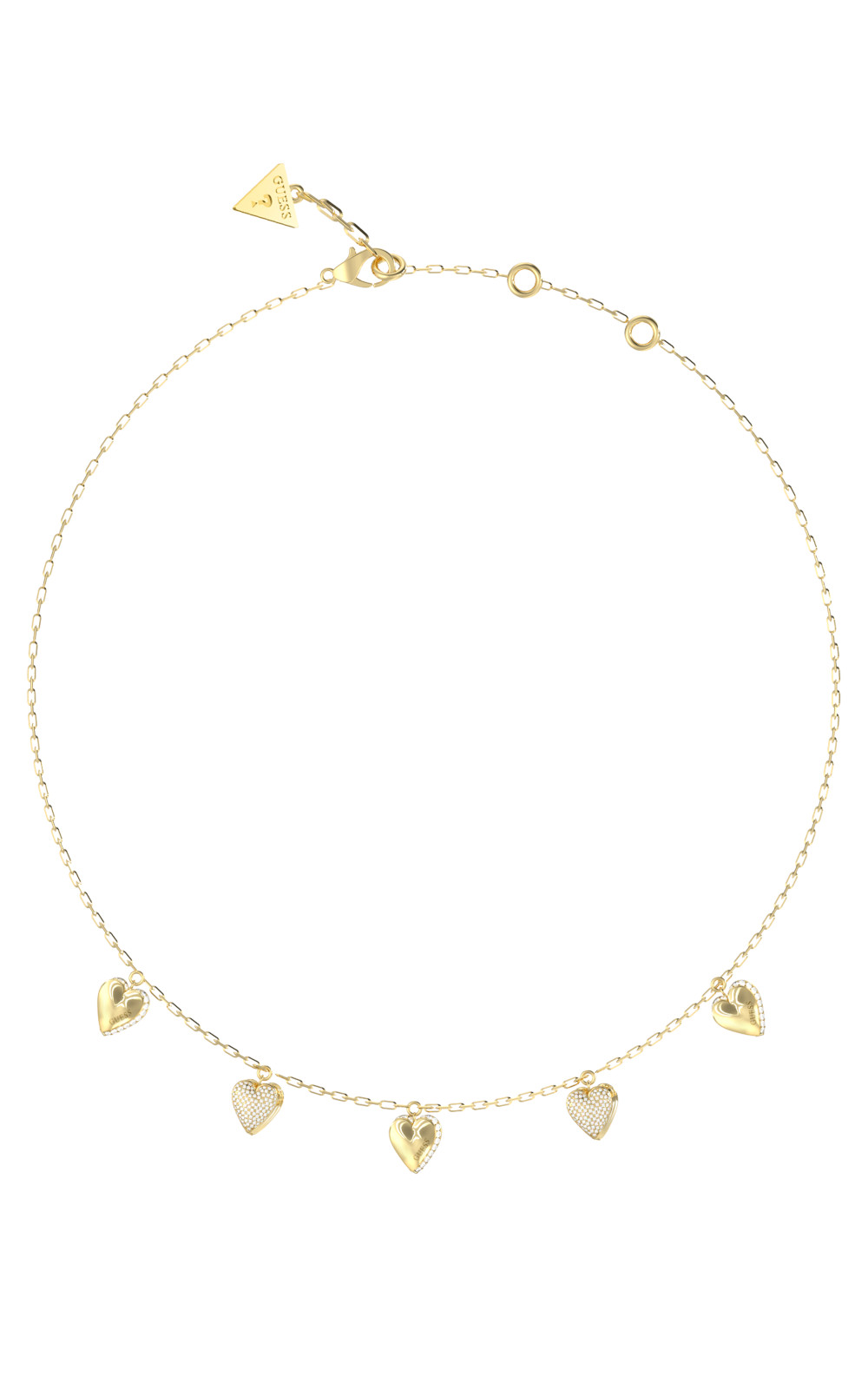 GUESS STEEL BY YOUR SIDE JUBN06081JWYGT/U Κολιέ Χρυσό Με Κρεμαστές Καρδιές